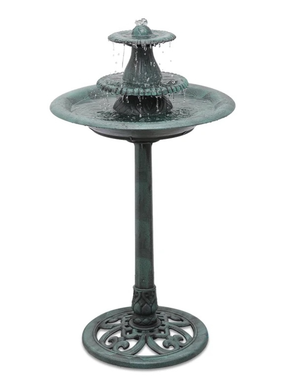 Outdoor Two-Tier Green Garden Bird Bath ⛲️! 🍃❗️ BIRD FOUNTAIN